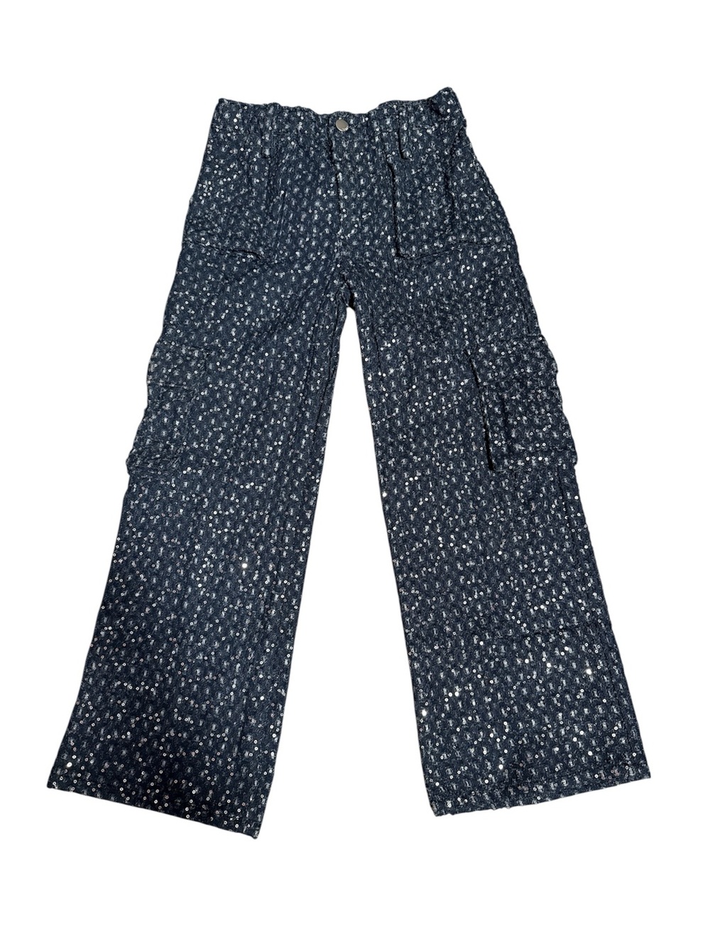 Forever 21 Girls Navy Blue Floral Wide Leg Jeans